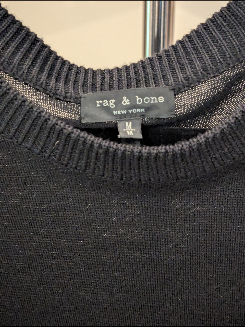 $65 Rag & Bone Med Sadie Black Xtra Fine Merino Wool & Silk Shift Sweater Dress